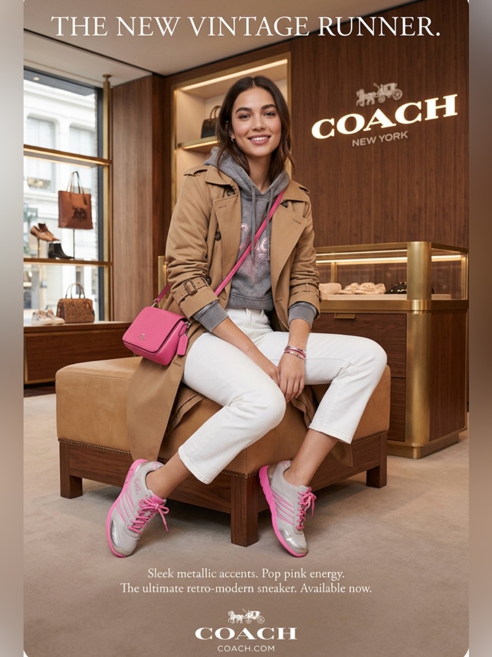 Like New ~ Coach Silver and Pink Retro-Modern Sneakers ~ Size 10